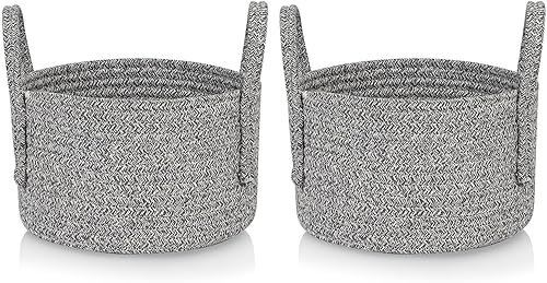 CubesLand Canasta pequeña para cuarto de bebé, cesta de almacenamiento de juguetes suaves para gatos, cestas tejidas para estantes, cesta