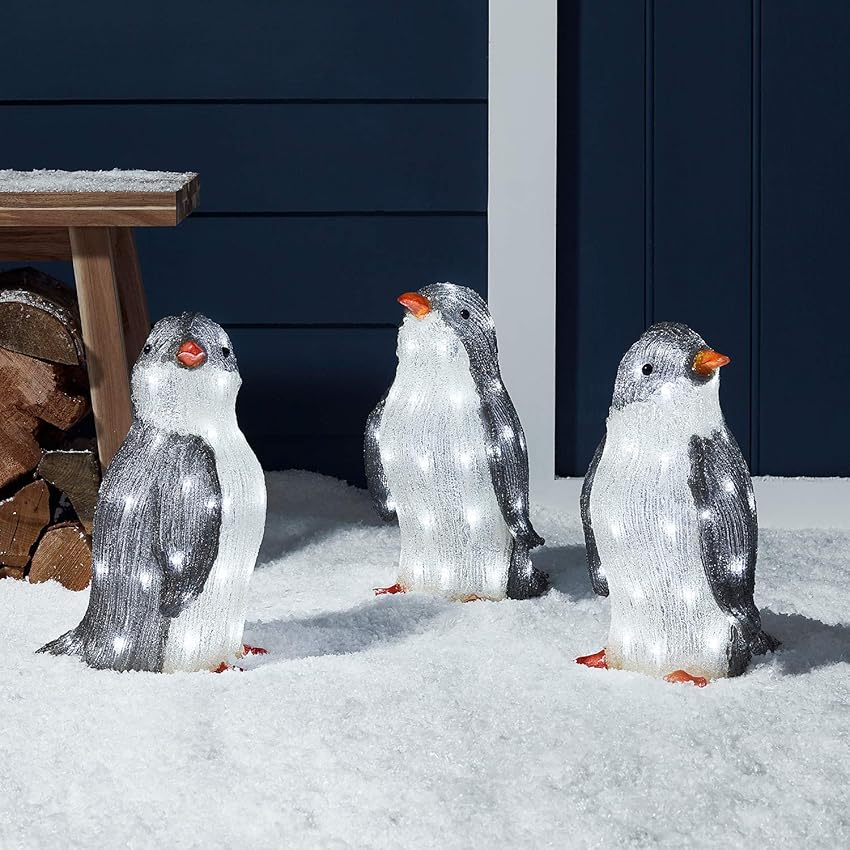 Immagine del prodotto Lights4fun - Set di 3 Pinguini Luminosi in Resina Acrilica con LED Bianchi per Interni ed Esterni