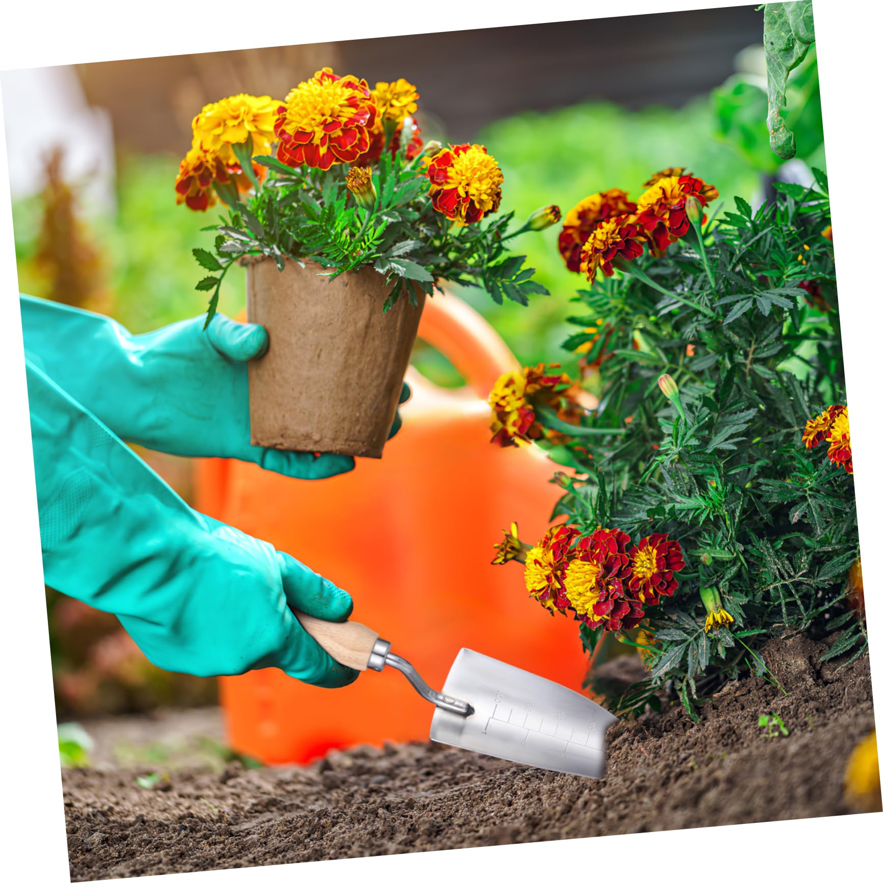 Mikikit Garden Shovel Hand Trowel Multi Functional Gardening Tool for Planting Digging and Transplanting Durable and Resistant for Flower Beds and Weeding