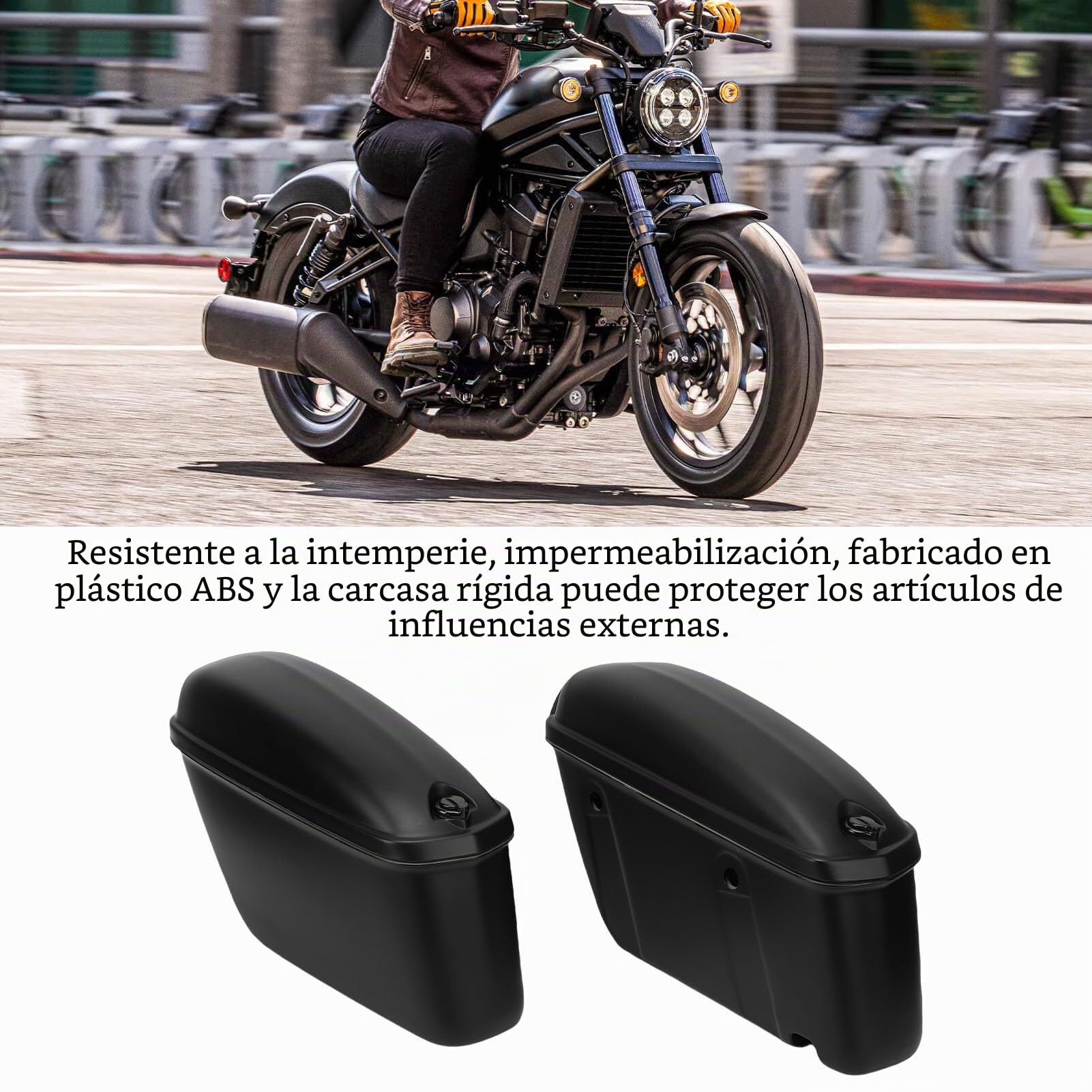 Ausla 22L Maletas Laterales Rígidas para Moto, Resistentes ABS Impermeables con Tapa Bloqueable y Soporte de Montaje Universal, para la Mayoría de Motocicletas Incluyendo Negro Mate