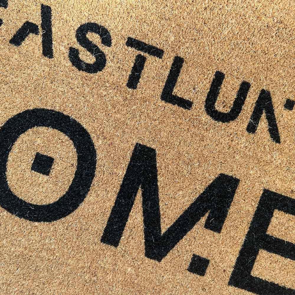 Cocco Tapis de sol en coco naturel personnalisé avec logo, professionnel, avec fond antidérapant, pour intérieur et extérieur, sur mesure (noir, 85 x 150 cm)