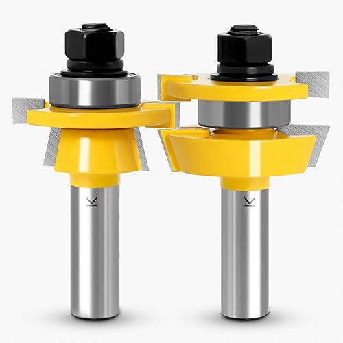 ASNOMY 2 brocas para riel agitador y router de estilo para puerta de gabinete, vástago de 12 pulgada para carpintería y broca para puerta de gabinete