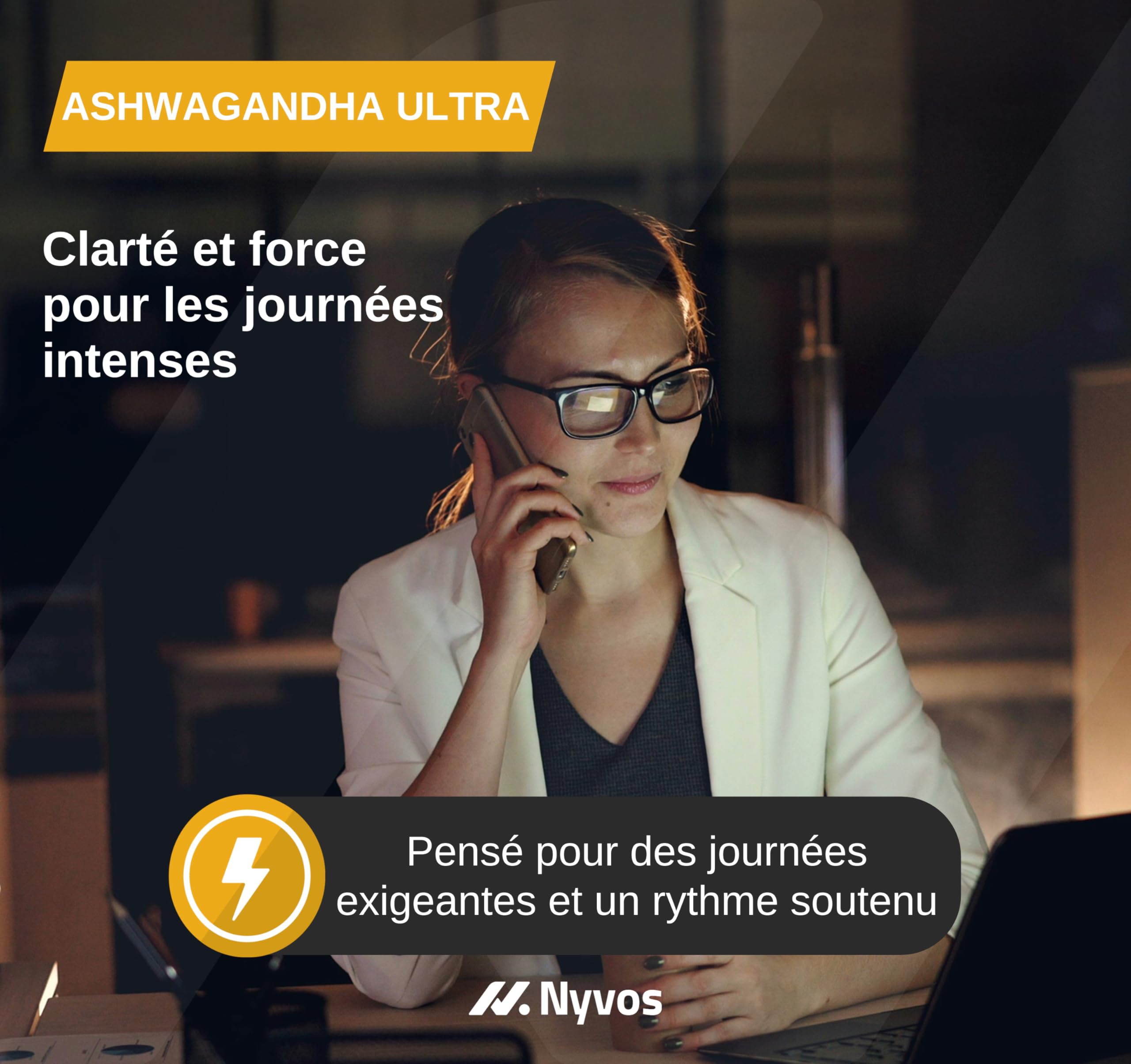 Ashwagandha Shoden Ultra® 35% de Withanolides – 15 000 mg équivalent | 7x plus concentré que l’Ashwagandha KSM-66 | Soutien à la concentration, au sommeil profond et à l’énergie | 120 gélules – Nyvos