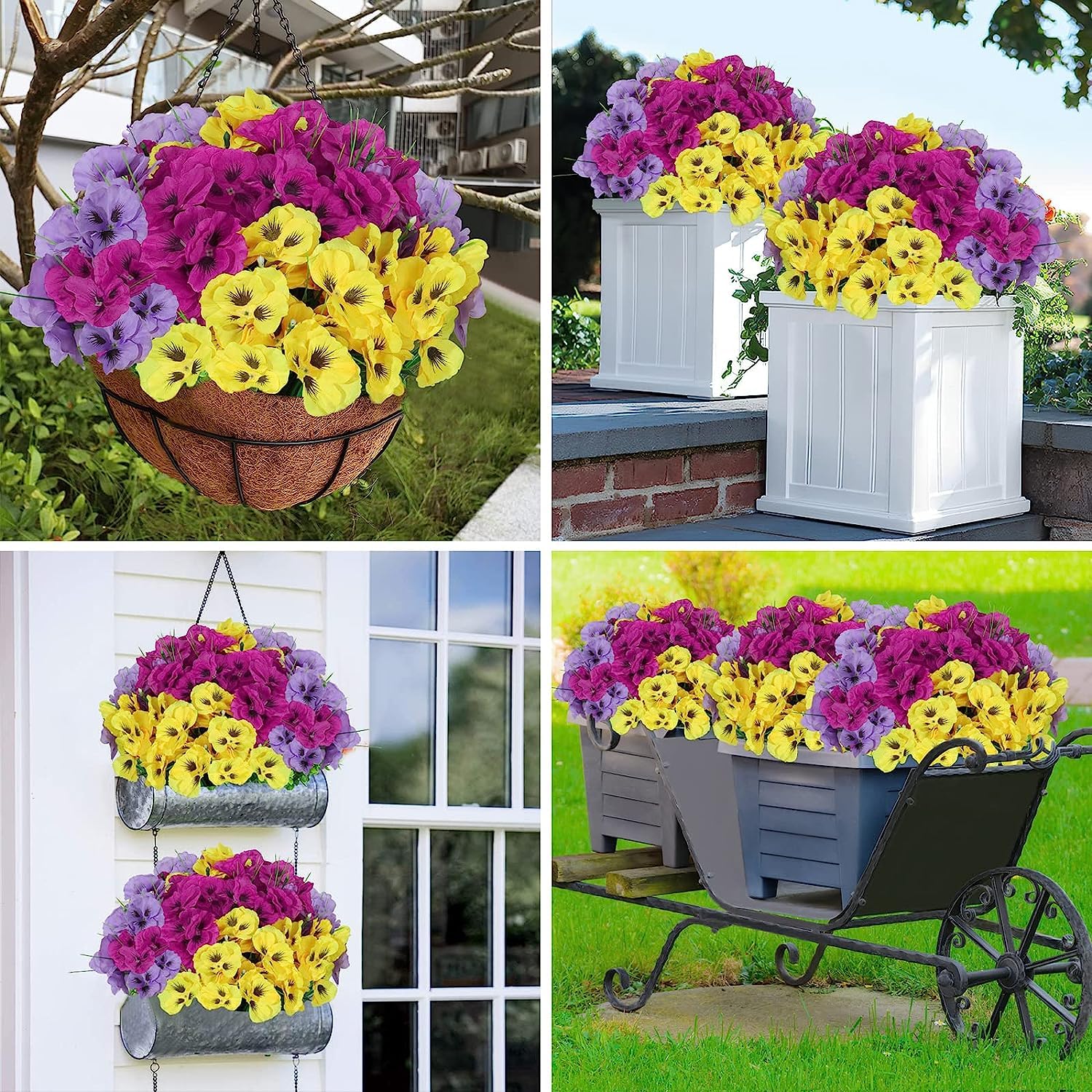 Weldomcor 9 Bundles Artificial Pansy Flowers Outdoor UV Resistant Fake Flowers Summer Decoration Floral DIY Tables Party Home Greenery Shrubs Plants Home Garden Decor - Image 4