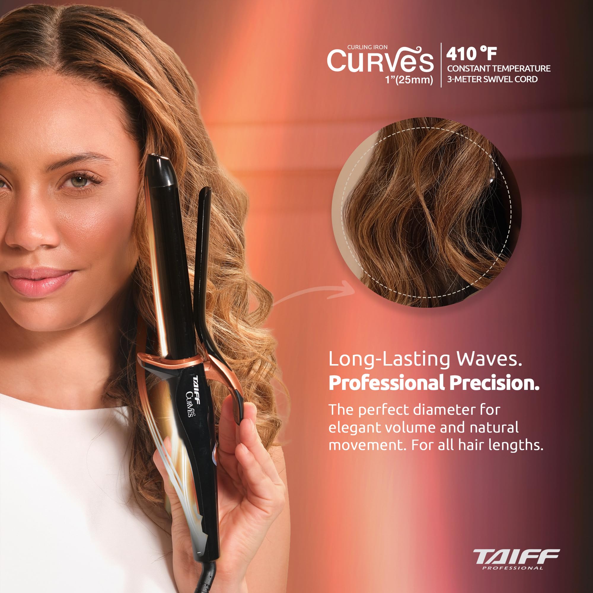 TAIFF Curves Titanium Curling Iron with Dual Voltage