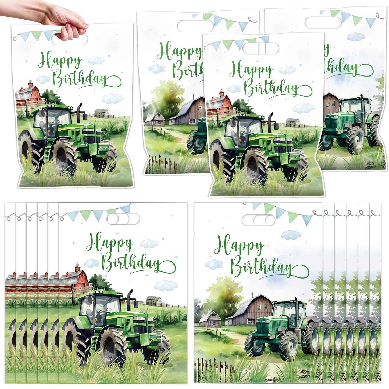 Falueqg Tractor Birthday Party Decorations - Bulk Goodie Bags with Handle for Boys Birthday, Pinata Bags for Candy Toys Treat Tractor Party Supplies (50 Pcs) — image 1