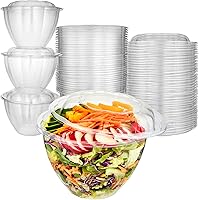 Vista 9 de Stock Your Home Cuencos de Ensalada de Plástico Transparente de 18 oz con Tapas Desechables (Paquete de 50) Mini Recipiente para Llevar con Tapa a