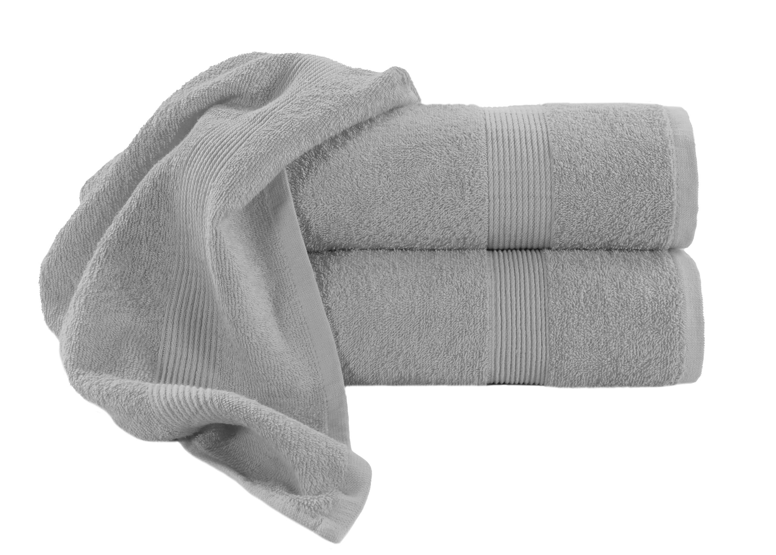 Diamond Tex Extra Large Bath Sheet - 100% Egyptian Cotton Ring Spun Bath Sheets Towels - Super Soft Highly Absorbent 600 GSM Quick Dry Bath Sheet (Silver, Pack of 2, 100 x 200 cm)