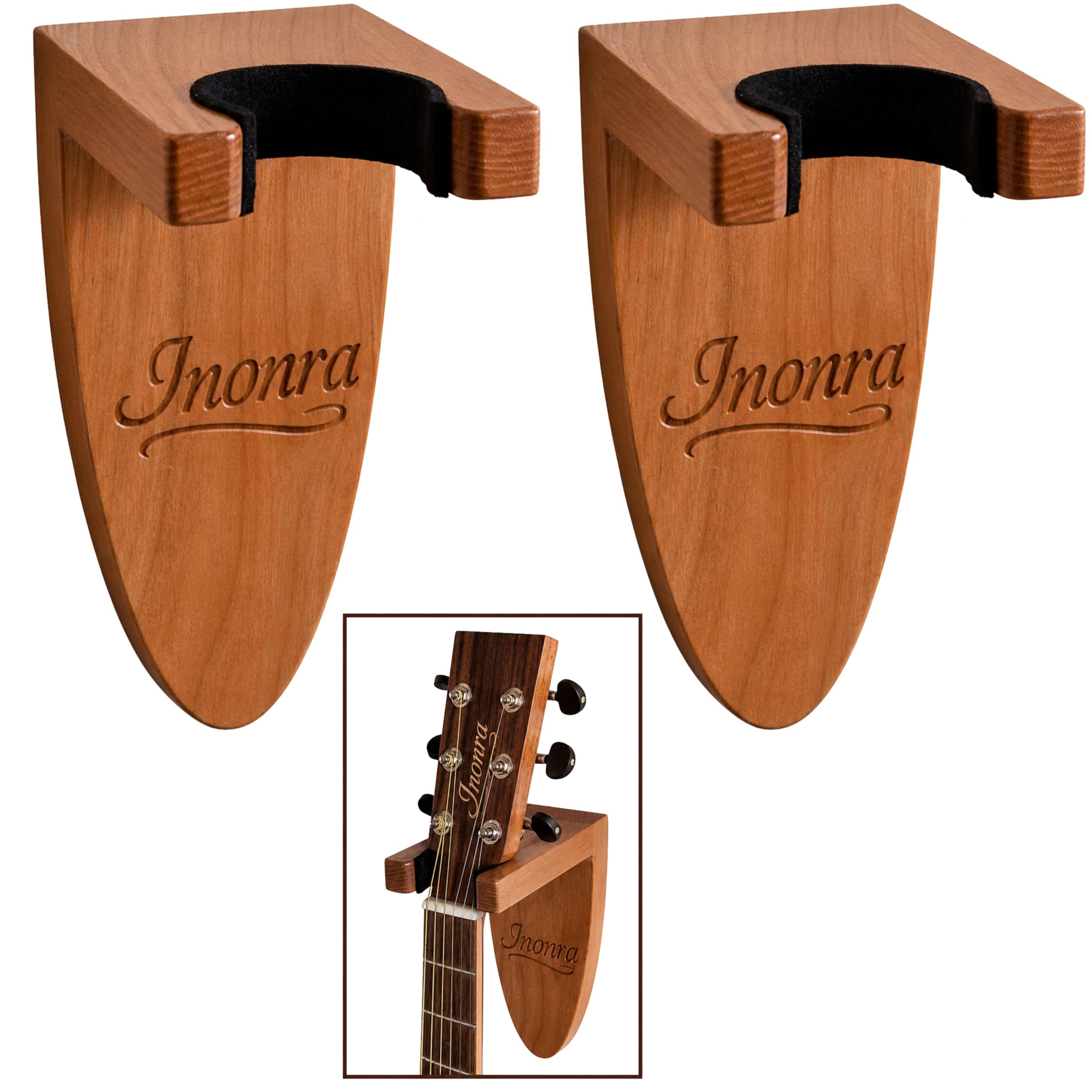 Solid Wood Guitar Wall Mount Holder | Premium Guitar Hanger with Soft Felt Padding | Wall Hook for Acoustic, Electric, Bass Guitar & Ukulele (2)-image-16