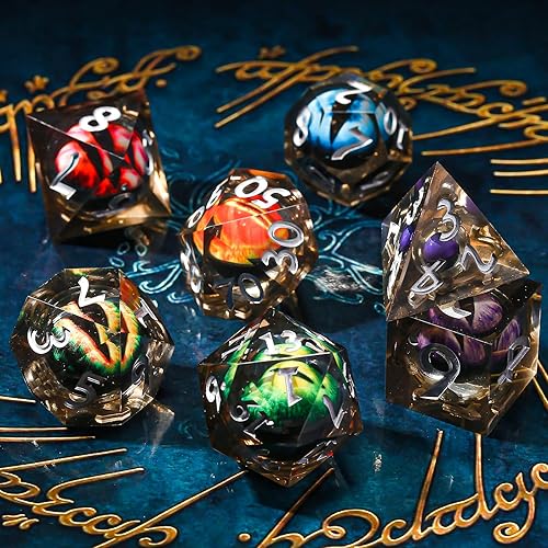 Miniatura 4 de Dados de ojo de dragón, dados DND hechos a mano de borde afilado, dados flotantes para mazmorras y dragones, juego de mesa