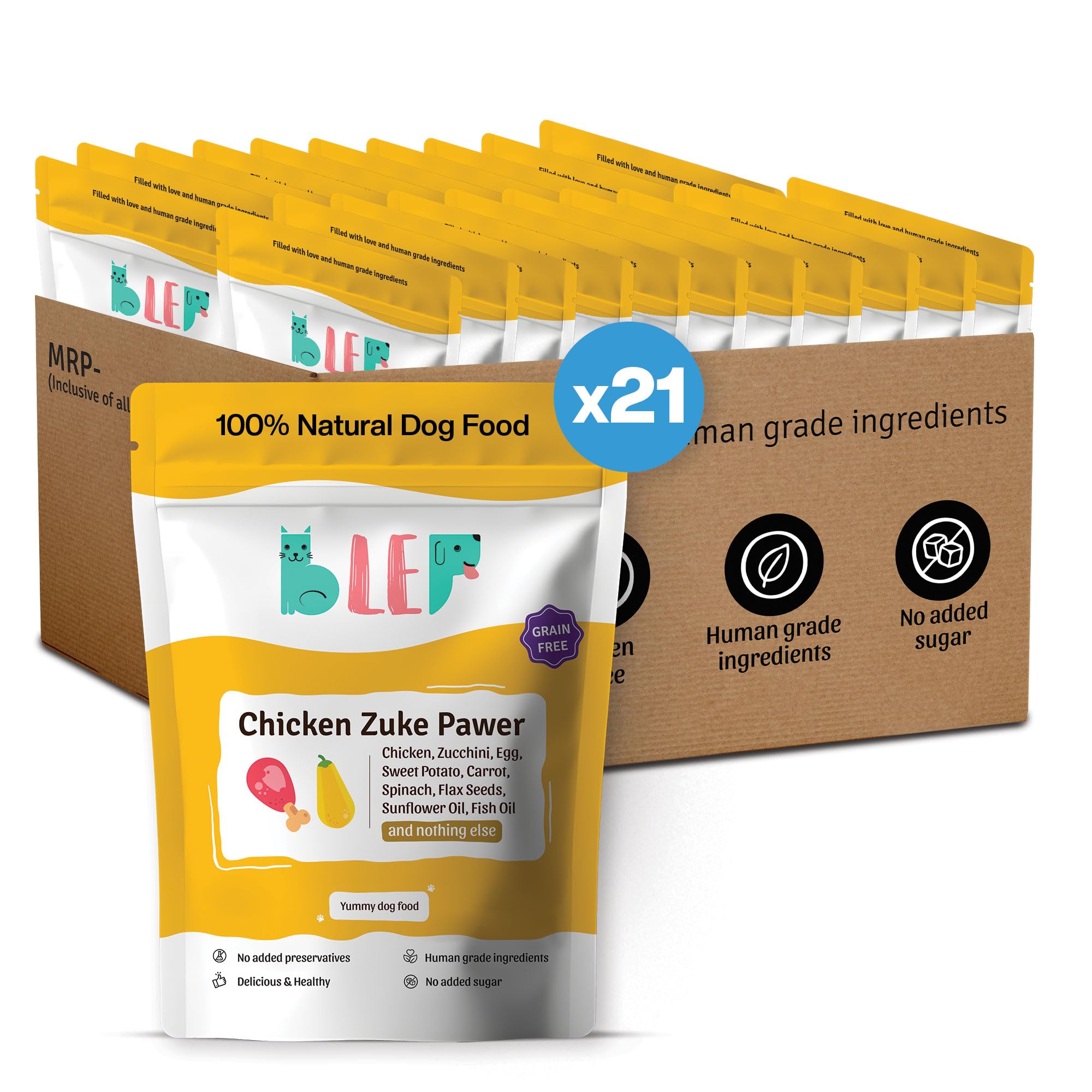 BLEP Healthy Dog Food for Adult & Puppies | Chicken Zucchini | Zero Preservatives | Wet Food | Complete Meal & Balanced | 6.3 kg | 21 Packs of 300g-image-12