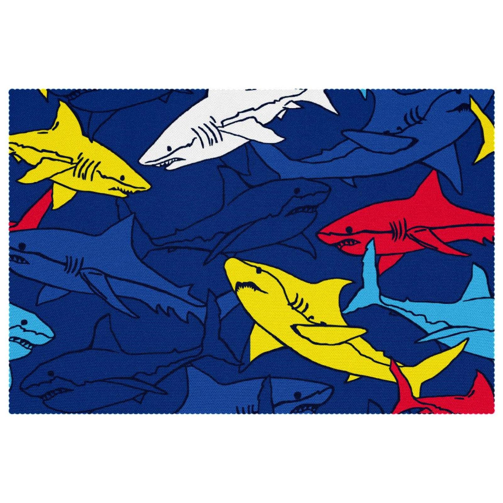 Set de table antidérapant résistant chaleur motif requin de l'océan 6pcs