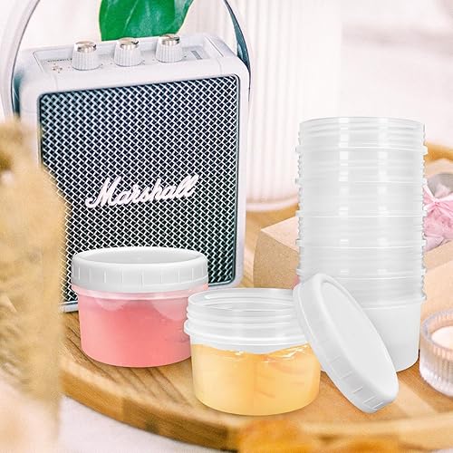 Miniatura 7 de Paquete de 10 recipientes de plástico pequeños reutilizables de 4 onzas con tapas de rosca, pequeños recipientes para congelador de almacenamiento