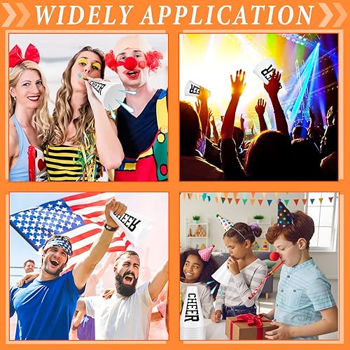 Miniatura 6 de Meooeck 24 piezas de megáfono blanco para animadora a granel, accesorio de fiesta de plástico para animadoras, pequeños megáfonos, accesorios de