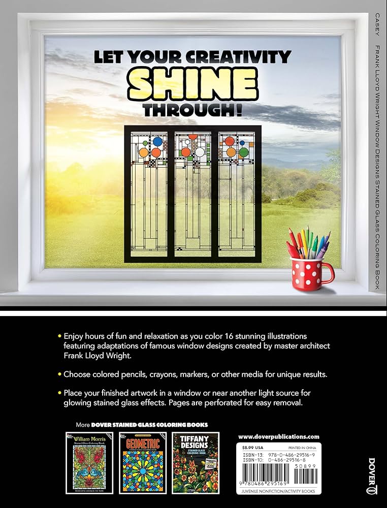 Frank Lloyd Wright Window Designs Stained Glass Coloring