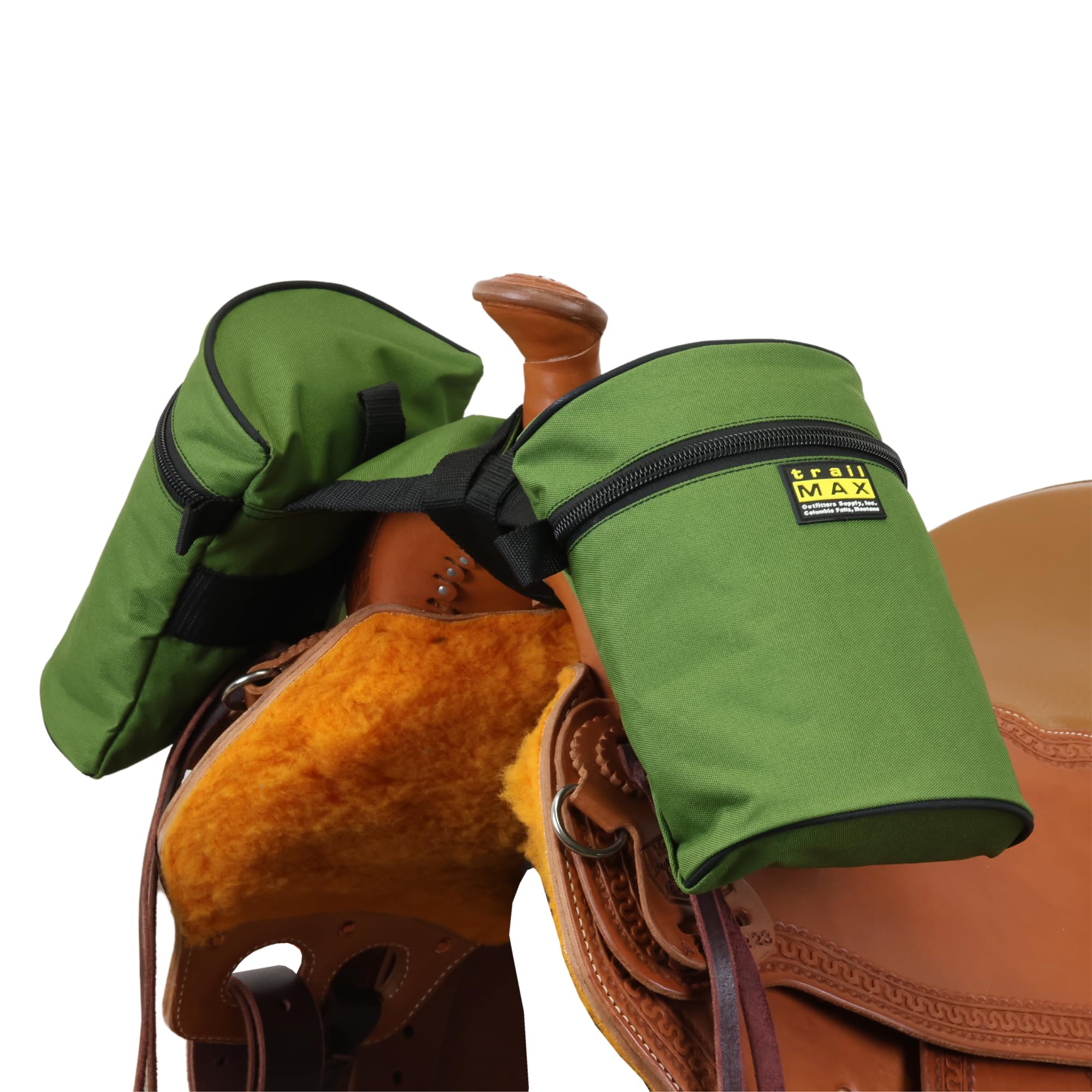 TrailMax Medium Horse Pommel Bags for Your Western Saddle; Insulated Saddle Bags for Horses; Camera or Cellphone Saddle Bag; Secured W/Straps; fits Western/Endurance Saddles, Olive