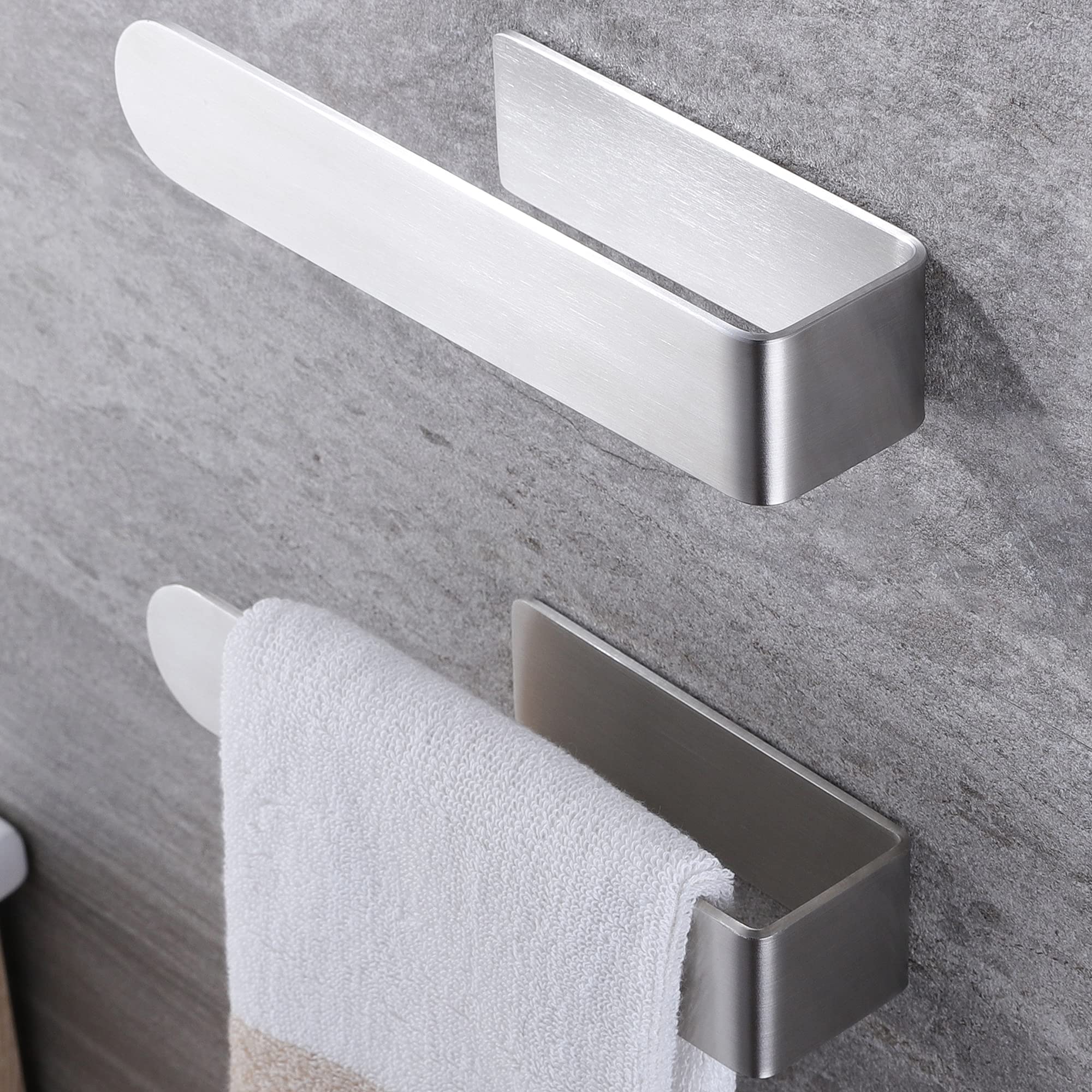 Taozun Lot de 2 Porte-Serviettes Auto-adhésifs en Acier Inoxydable pour Salle de Bain, Cuisine