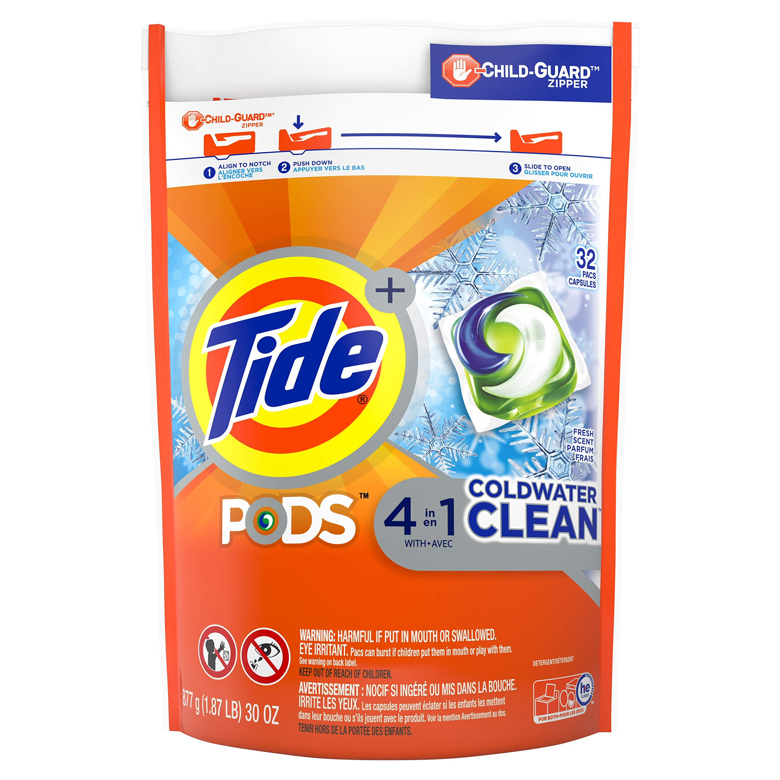 Tide PODS Coldwater Clean Laundry Detergent Pacs - 32 ct 30 Oz/877 g