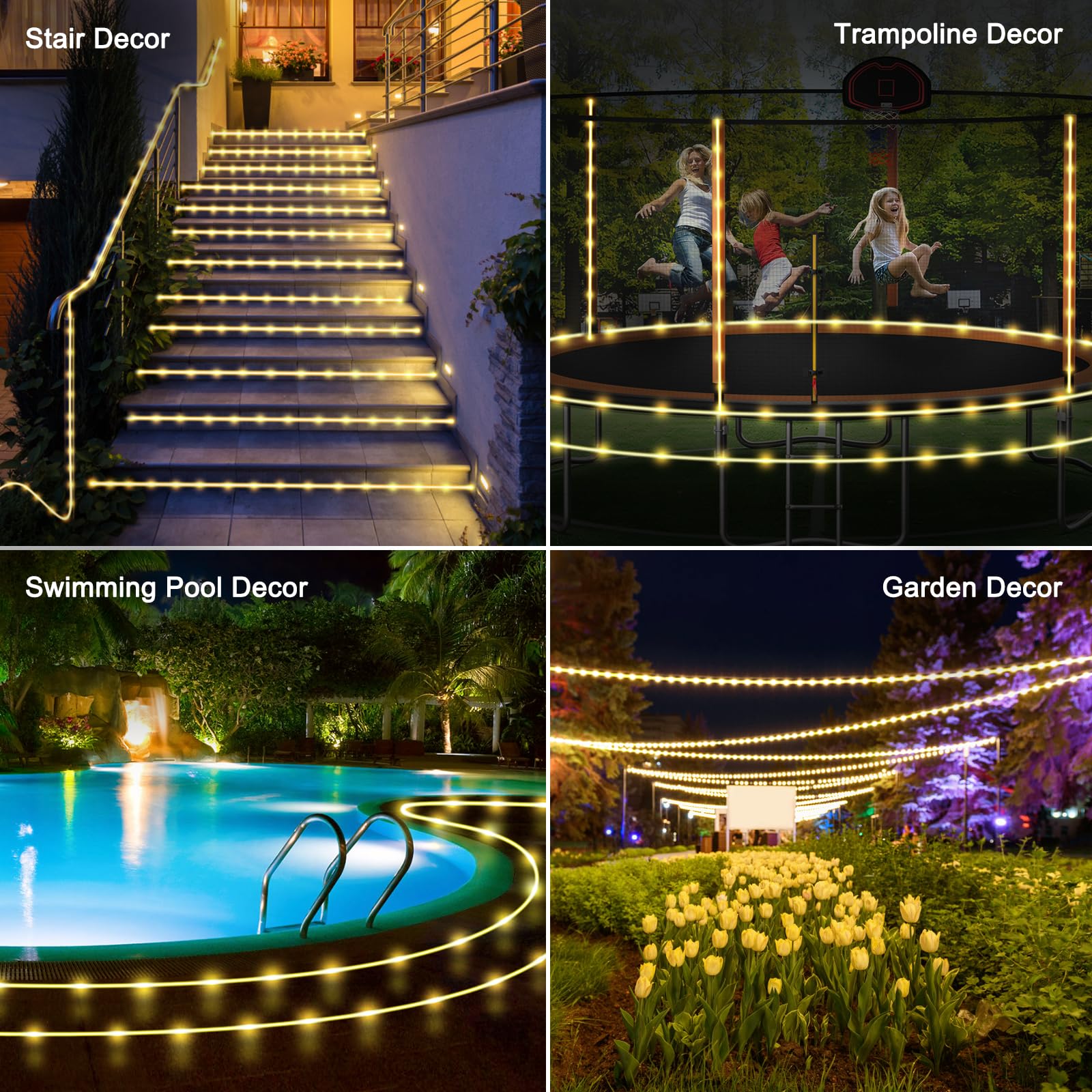 WIND STAR Cuerda de luz solar para exteriores, 39 pies, 100 LED, funciona con energía solar, 8 modos, IP65, impermeable, tubo solar, decorativo para patio, jardín, valla, fiesta, camping, boda