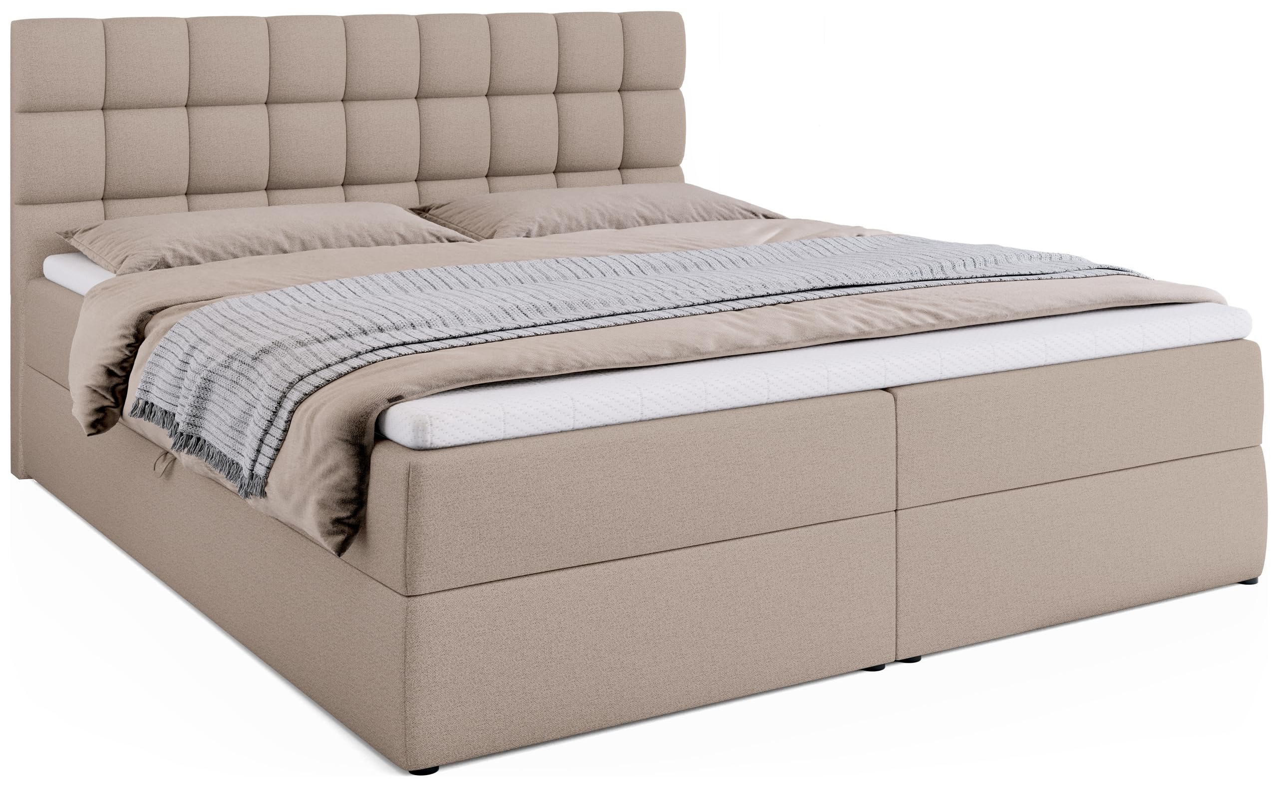 BROMARKT Boxspringbett mit Matratze 180x200cm Bett mit Topper Beige