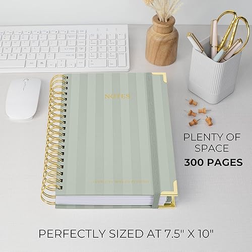 Miniatura 2 de Cuaderno estético grueso en espiral con divisores para mujer, moderno libro de notas de lino con 300 páginas forradas y pestañas, perfecto para