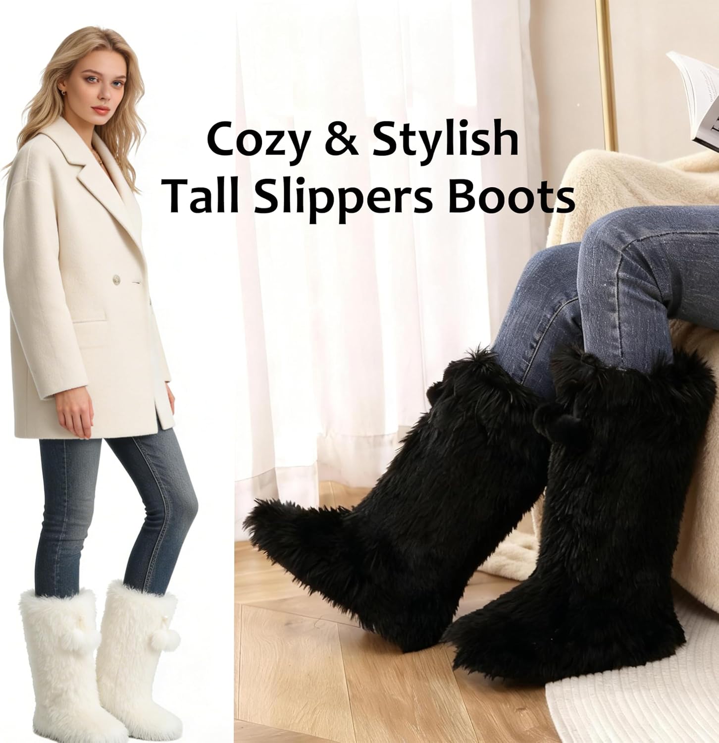 Home Slipper Women's Soft Fleece Plush Warm Indoor House Slipper Boots Shoes - Image 6