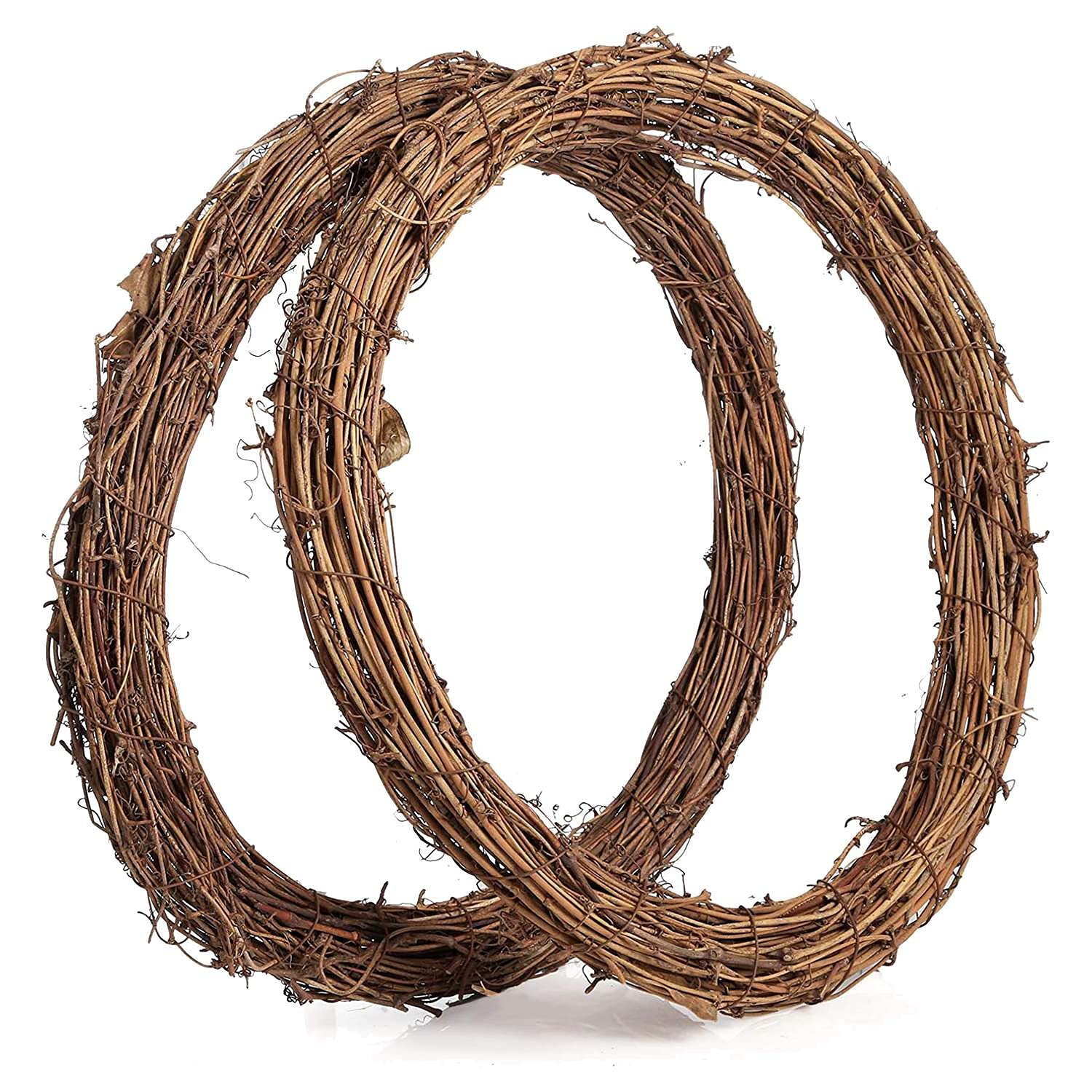 Oikabio 2PCS 14 Inch Grapevine Wreaths Wreath Rattan Wreath Garland for DIY Christmas Craft or Wedding Decors