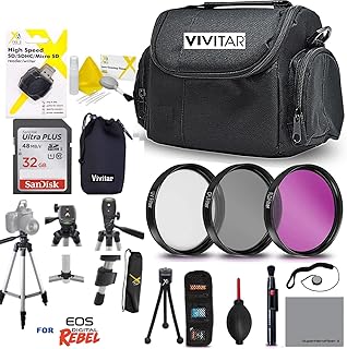 Ideal 21 Piece Accessory Kit for EOS Rebel T6i, T6, T6S, EOS Rebel T5, EOS Rebel T6S, Rebel T5i, Rebel T4i, Rebel T3, Rebel T3i, Rebel T2i, Rebel SL1, EOS M, EOS M2, EOS 700D, EOS 650D, EOS 600D