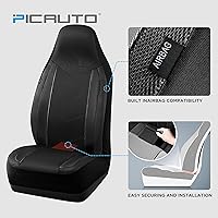 Vista 3 de Pic Auto Fundas de asiento de automóvil de respaldo alto,cuero sintético, compatible con bolsa de aire, ajuste universal, Negro