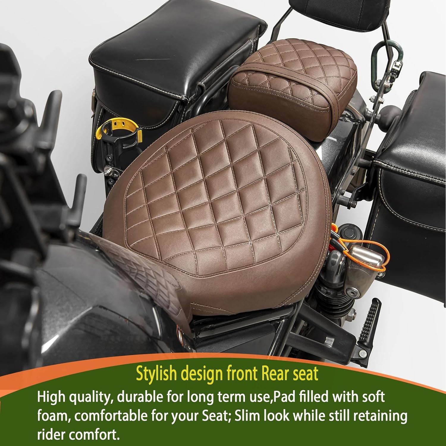 Motorcycle Front Driver Rear Passenger Seat compatible for Rebel CMX 1100 CMX1100 Rebel1100 Spare Parts Accessories 2021-2024 Front Driver Rider Seat cmx1100 Cushion Pad(Front Seat-Brown)