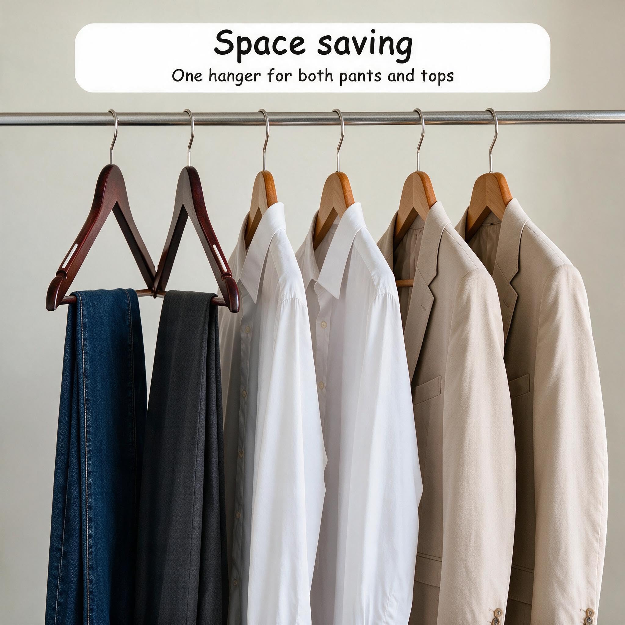 Urby Lot de 10 cintres extra larges pour vêtements de grande taille, Ganchos para Colgar Ropa, 48,3 cm, parfaits pour chemises, manteaux, robes, etc. Bois naturel 48,3 cm