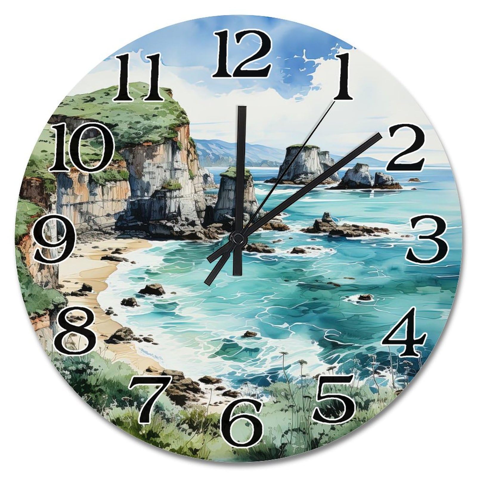 Horloge murale en bois Big Sur California 38cm à piles pour salon et chambre