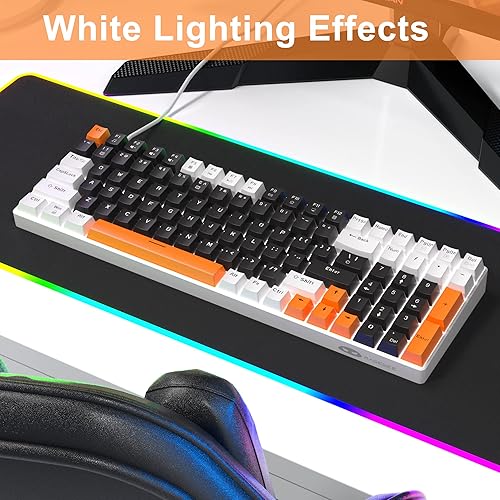 Miniatura 5 de Camiysn Teclado mecánico con cable para juegos, teclado compacto para juegos de 100 teclas con teclado numérico LED azul retroiluminado amarillo,