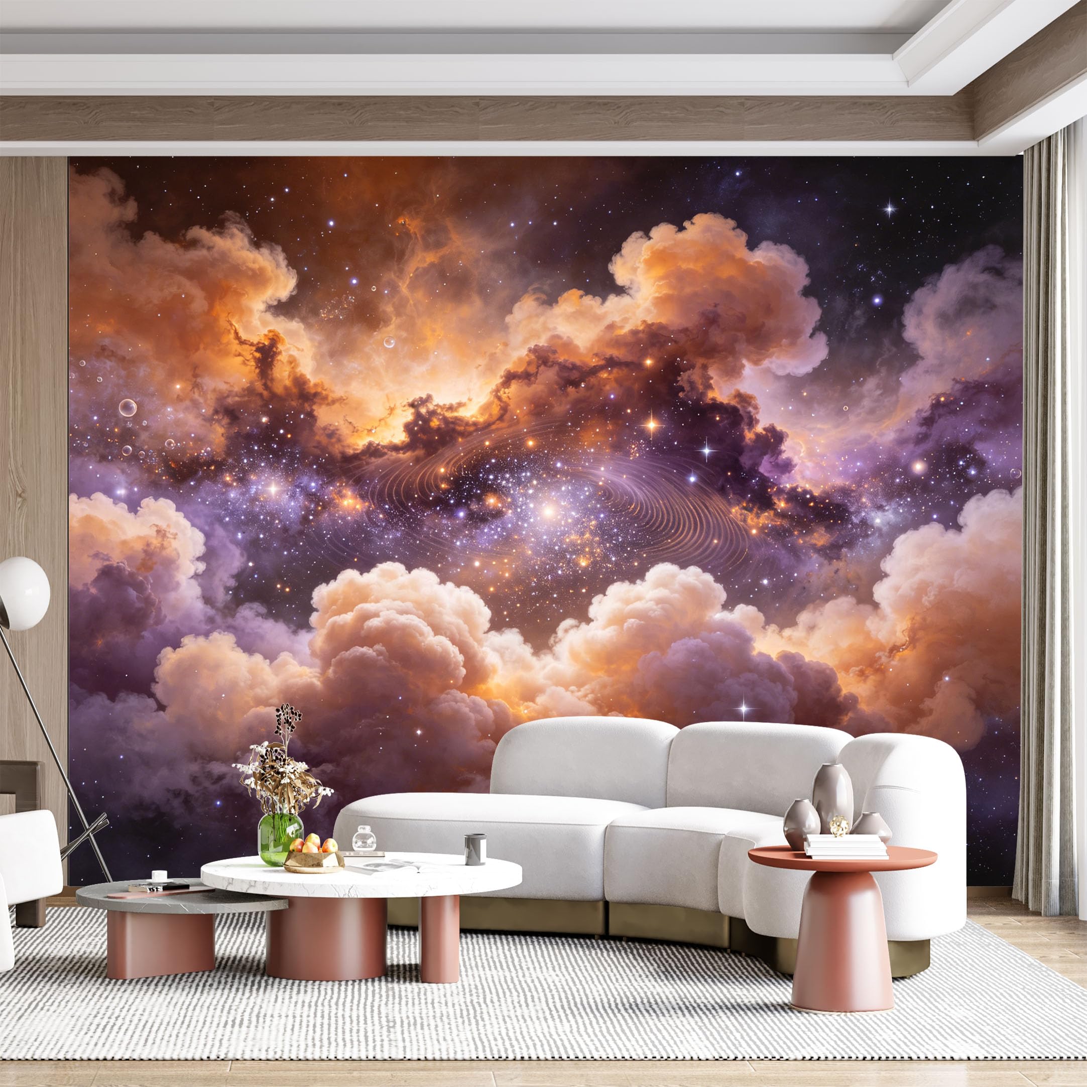 Custom Size Wall Mural Nebula Galaxy Cosmic Space Swirl Photography SelfAdhesive Wall Fabric Removable for Home Office Decor