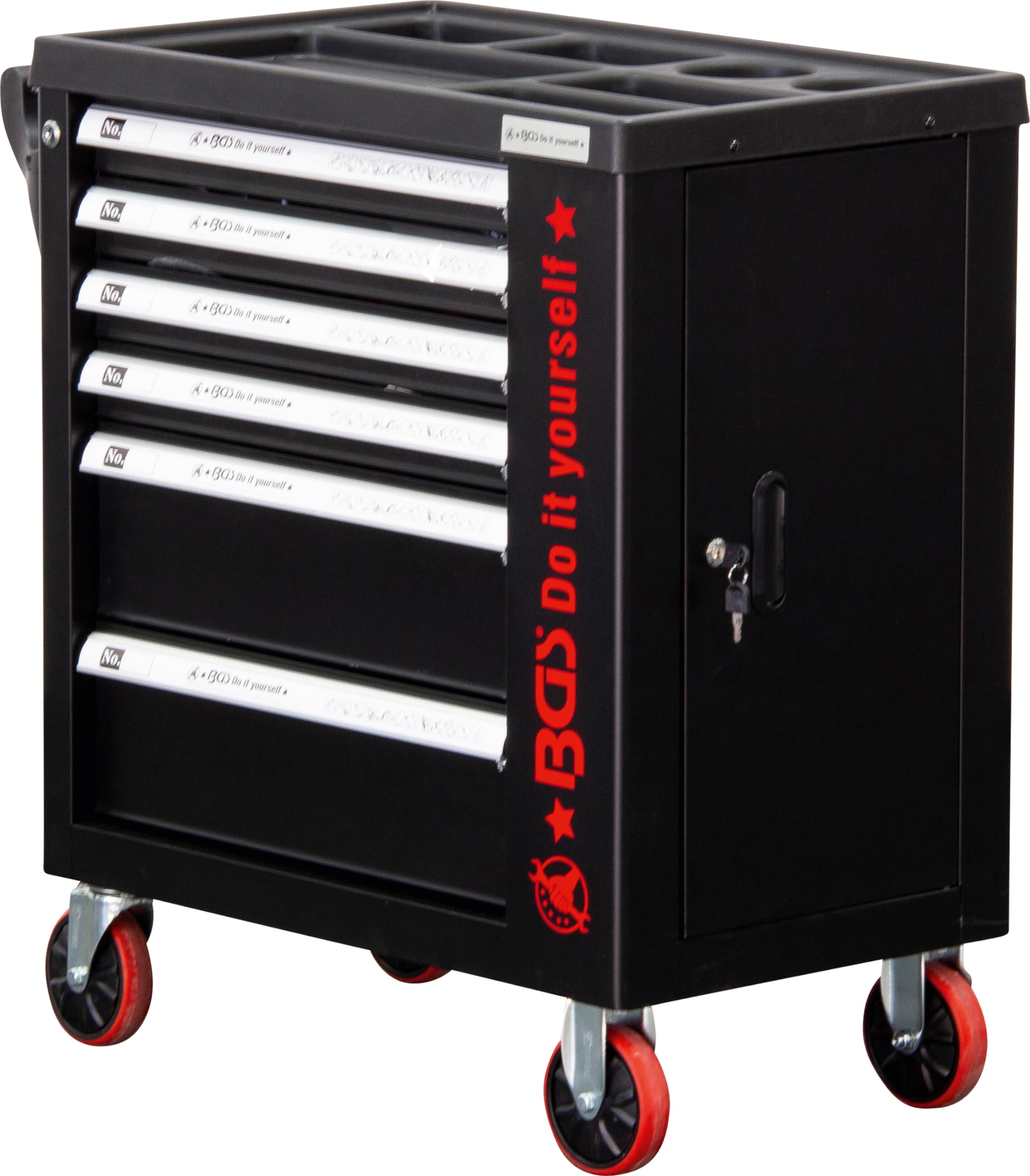BGS Diy 6055 | Servante d’atelier | 6 tiroirs | 1 porte latérale | avec 158 outils
