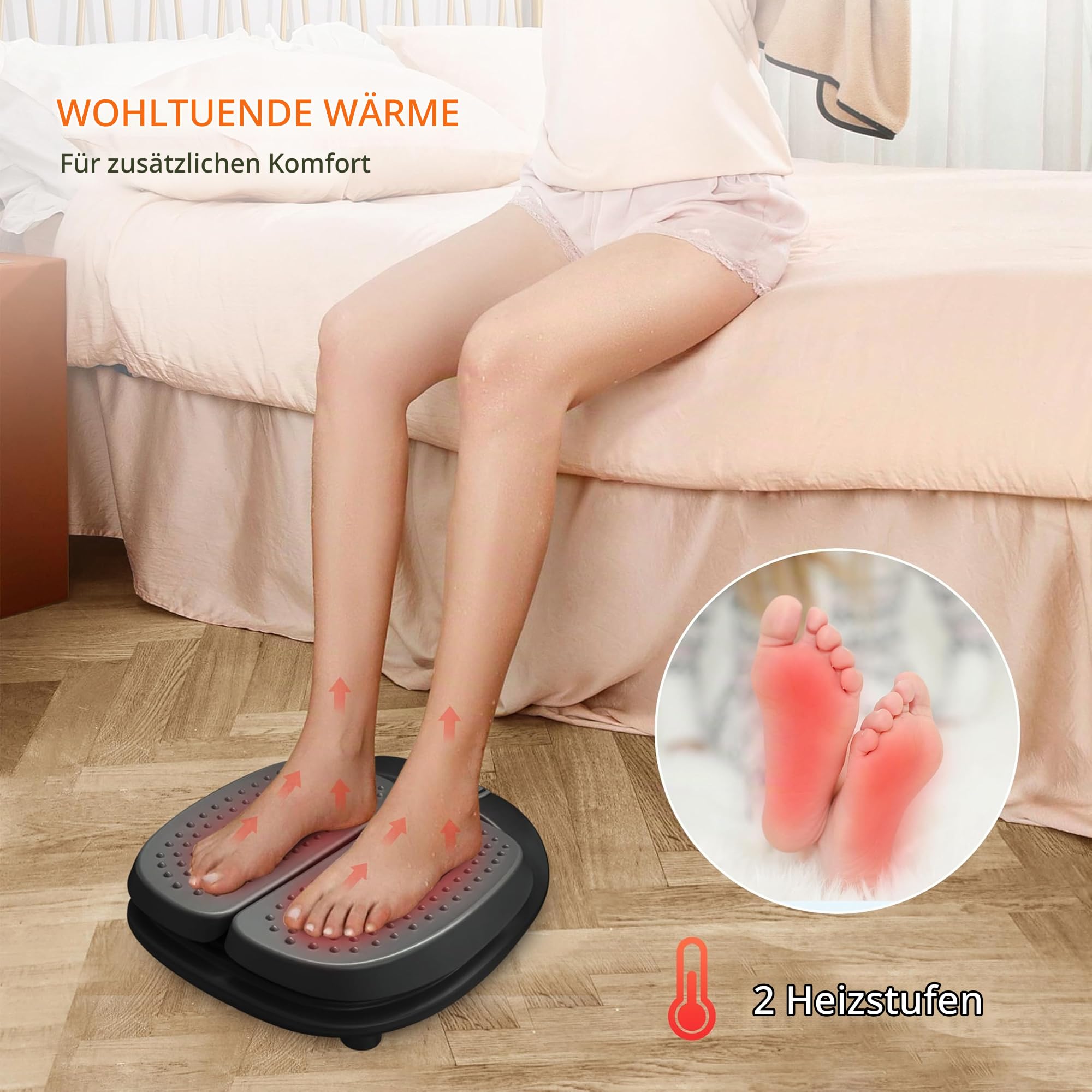 Snailax Fußmassagegerät mit Vibration und Wärme, elektrische Fußmassagegerät mit Fernbedienung, Massagegerät für Fußmassage Schwarz, Geschenke