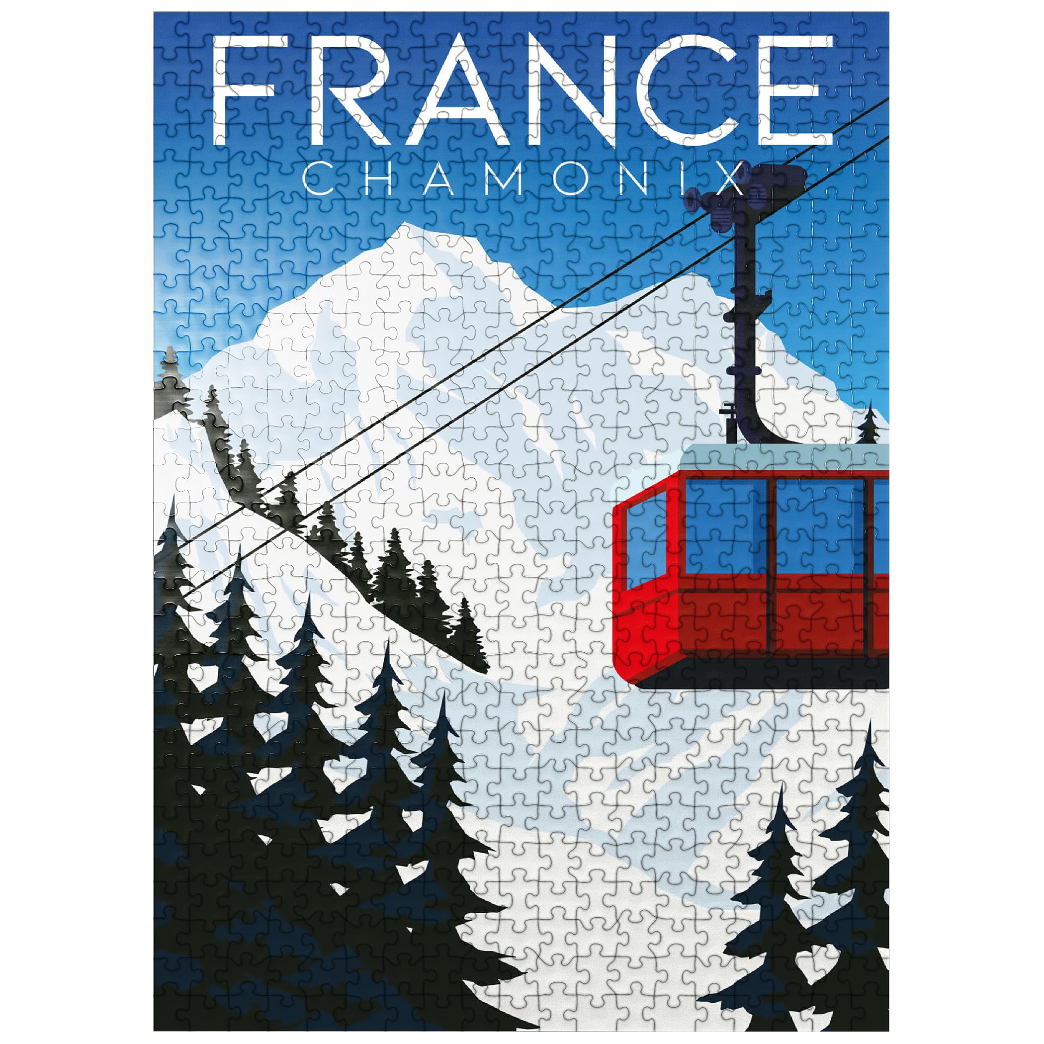 MyPuzzle Chamonix France Art Deco Style Vintage Poster Illustration - Premium 500 Piece Jigsaw Puzzle for AdultsClimatePartner certified