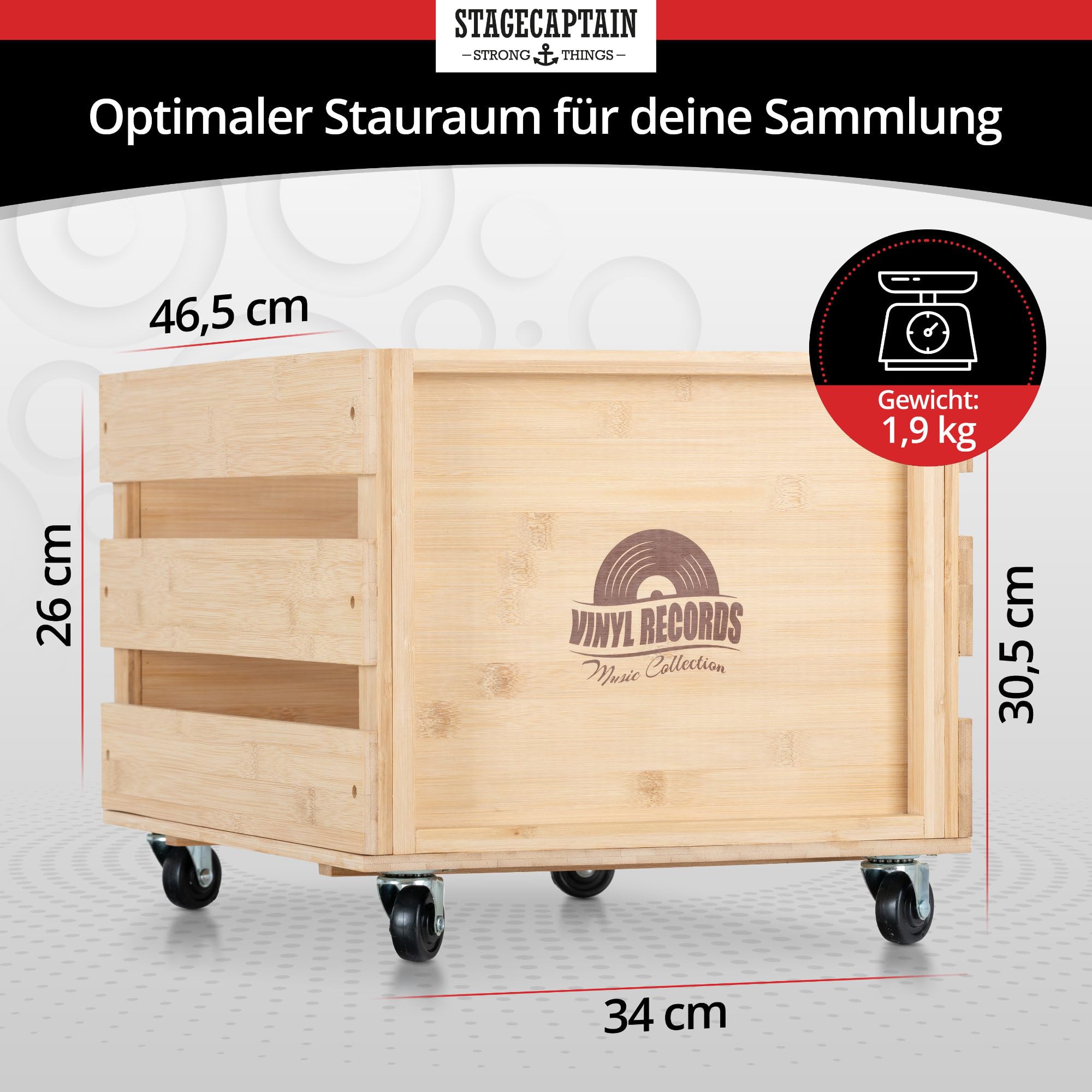 Stagecaptain SPK-100 skrzynka na płyty gramofonowe Emil (1, bambus