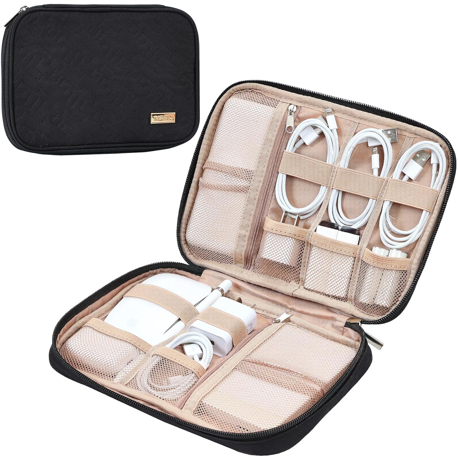 NISHEL Travel Cord Organizer Case Tech Electronic Bag Essentials for Charger Cable Phone Hard Drive USB SD Card