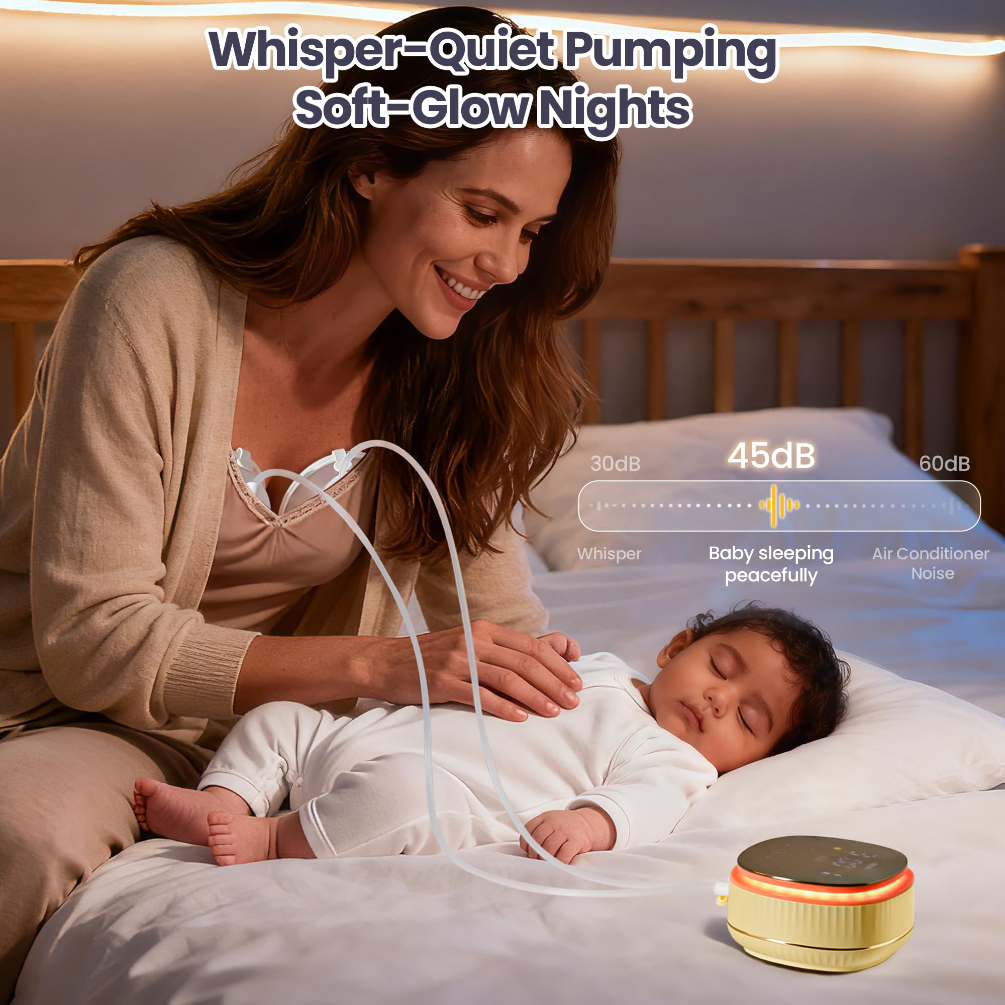 Lot de 2 tire-lait mains libres, plusieurs modes et différents niveaux d'aspiration, longue durée de vie de la batterie et affichage LED, double pompe à lait électrique portable, orange