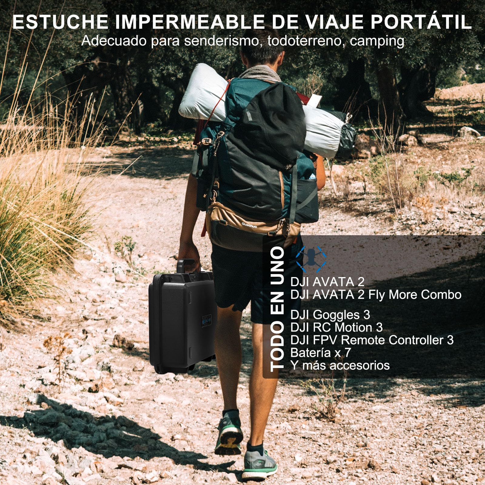 LEKUFEE Estuche Rígido Impermeable para Dron dji Avata 2,Combo Fly More,dji Goggles 3(No para Goggles N3),RC Motion 3,Control Remoto FPV 3 y más Accesorios (Solo Maleta)