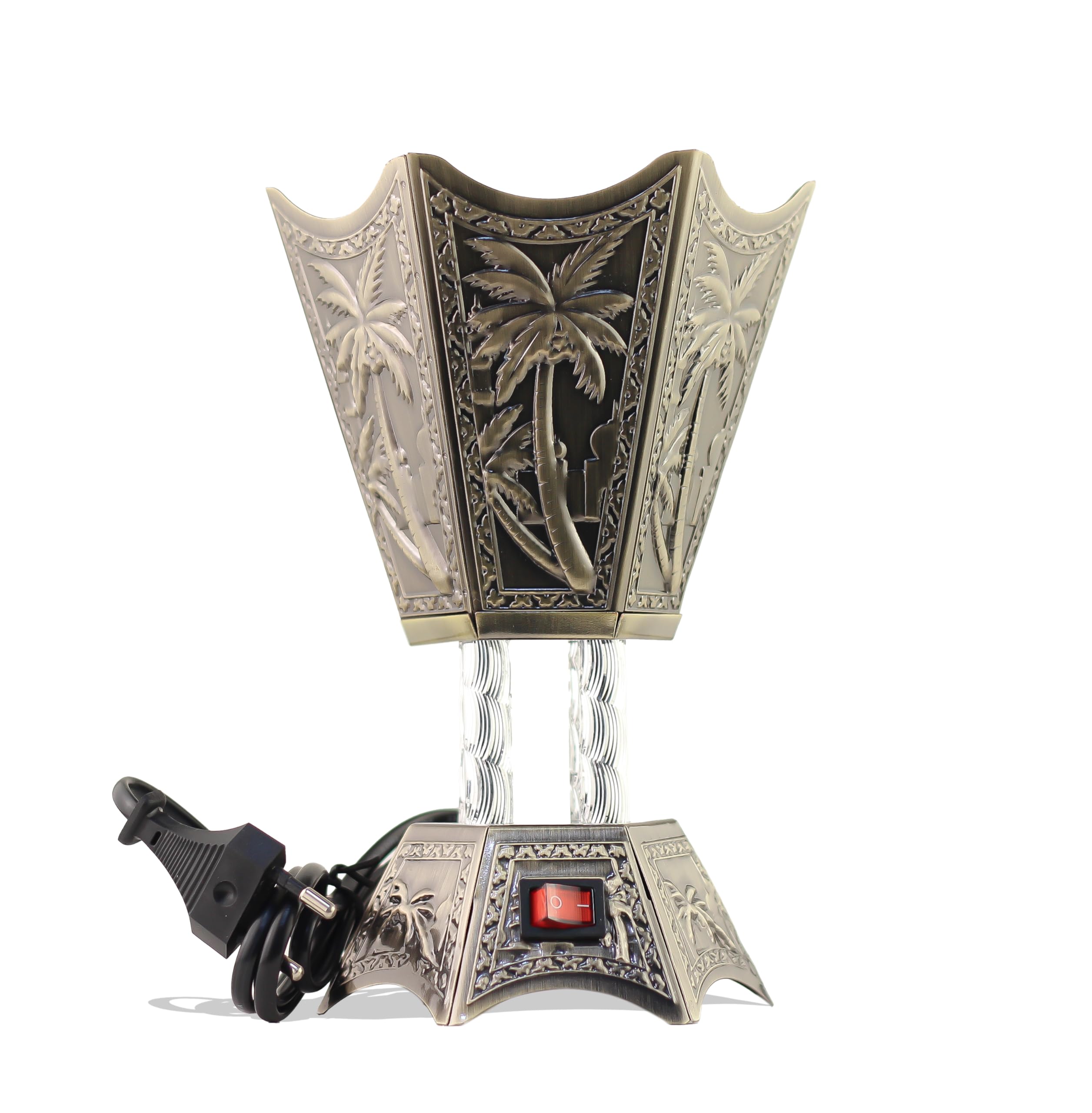 Arabian Electric Incense Burner Metal Vintage Arabic Burner - Middle Eastern Incense Holder, Electric Bakhoor Burner Suitable for Arabian Oud, Home and Hotel Decor (Style 1)