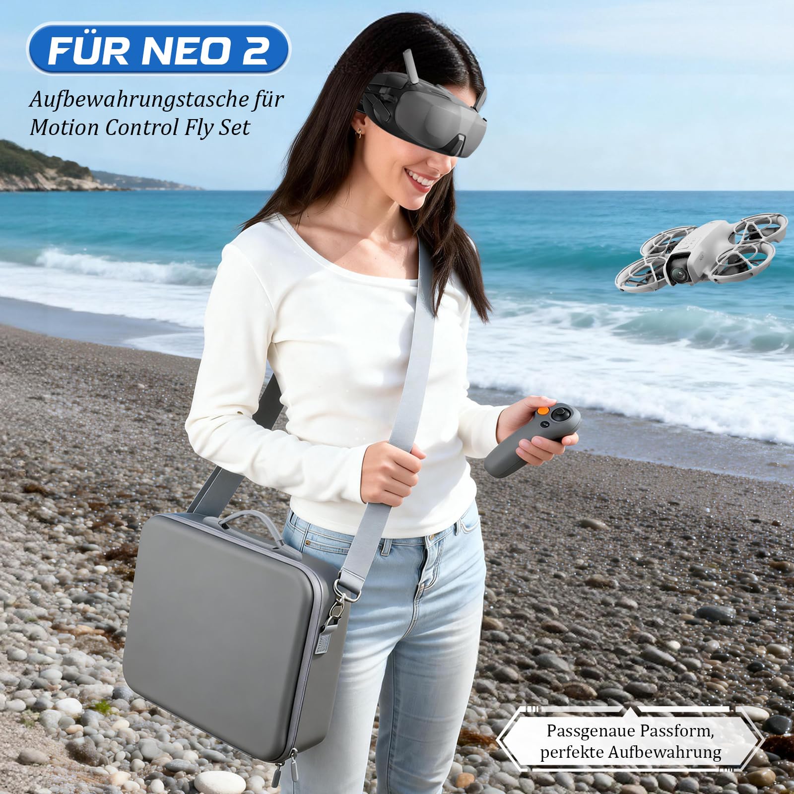 Tasche für DJI Neo 2 Tasche, Tragbar PU Case für DJI Neo Fly More Combo, Aufbewahrungs Tragetasche für DJI Neo 2 Zubehör,Goggles N3,RC Motion 3 Ladestation Drohne Zubehör