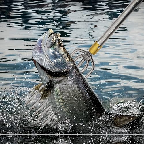 Miniatura 7 de Arpón de pesca, de acero inoxidable, lanza de púas de aleación de aluminio, con tornillo de 0.315 in para pesca al aire libre, aterrizaje de rana de