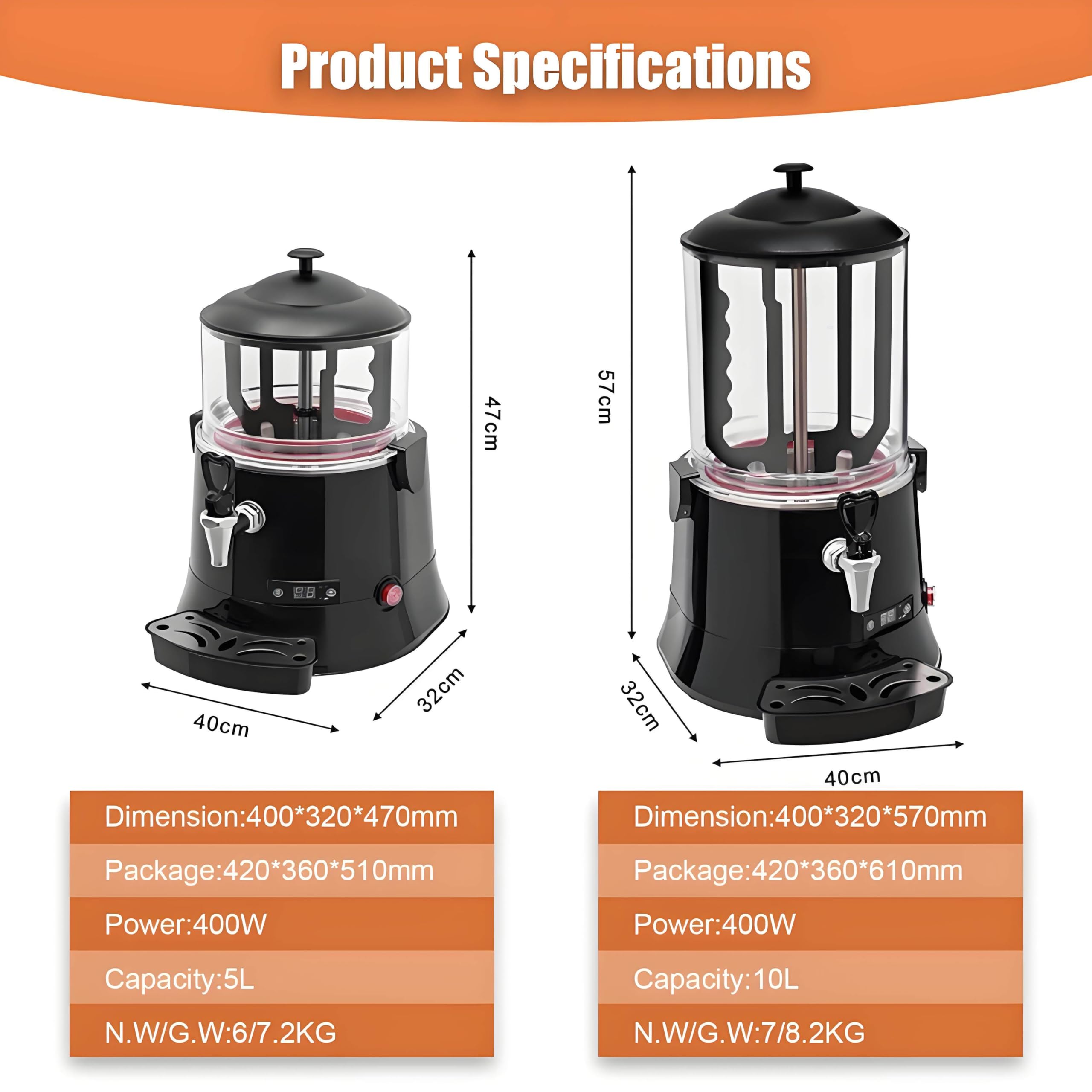 Macchina Cioccolata Calda Professionale & Dispenser Cioccolata Calda 30℃-90℃ Regolabile per Ristorante Hotel & Wine Bar 5L