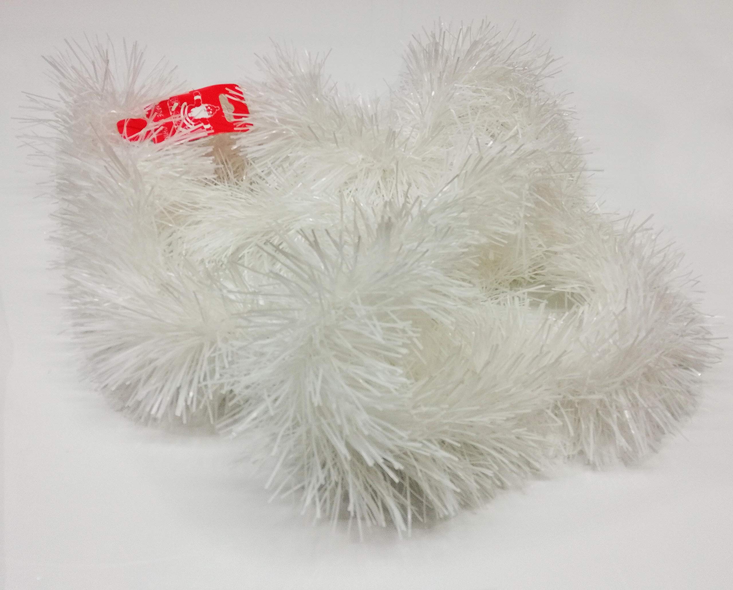 TINSEL - SHINY TINSEL FOR CHRISTMAS TREES AND DECORATION, 2M LONG, 11CM WIDE. AVAILABLE IN THREE COLOURS, RED, WHITE AND BLUE. (2M WHITE)