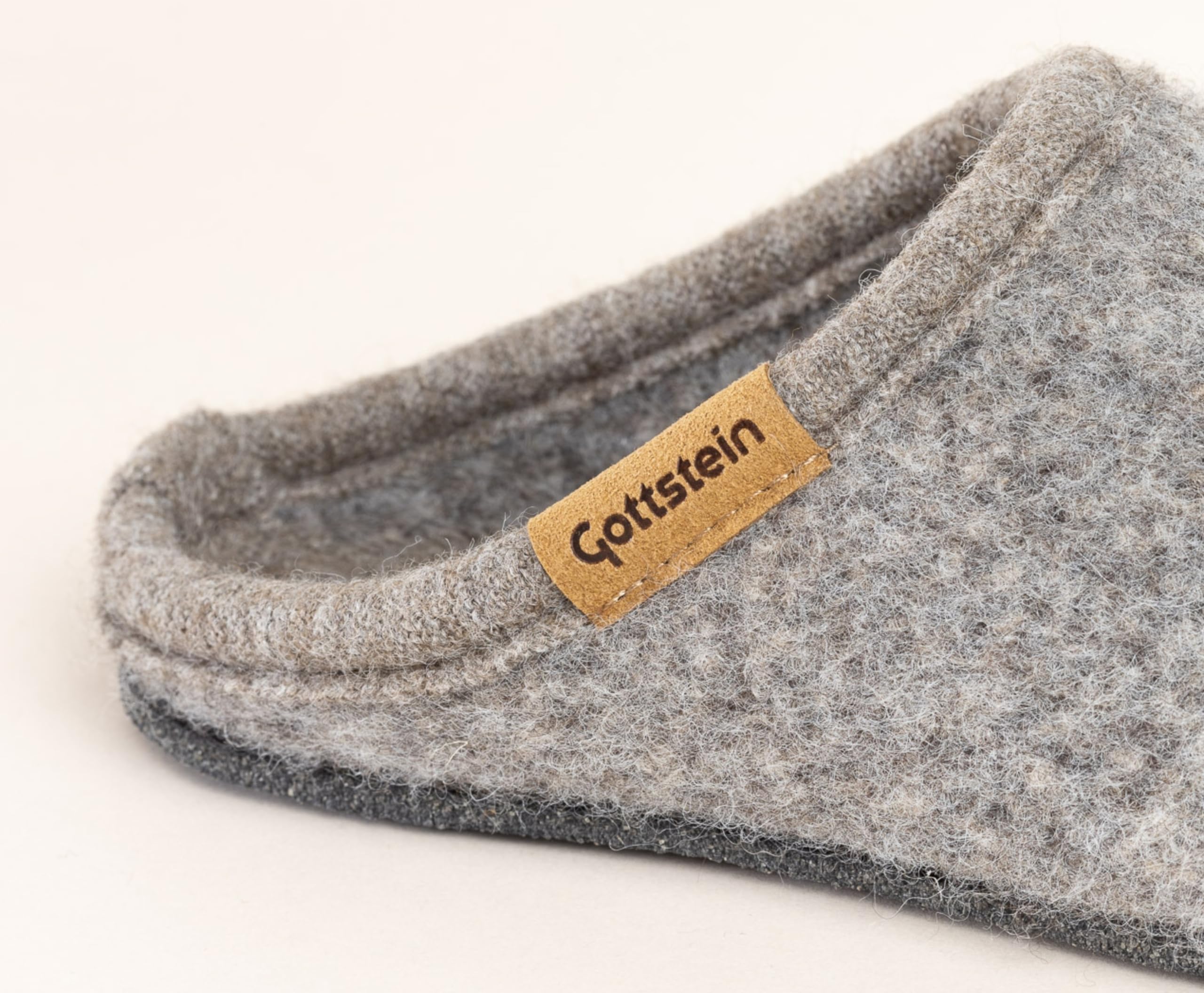 Gottstein Zapatillas de estar por casa de fieltro Alpine Light Natur – Zapatillas para hombre y mujer de pura lana virgen con suela de látex antideslizante