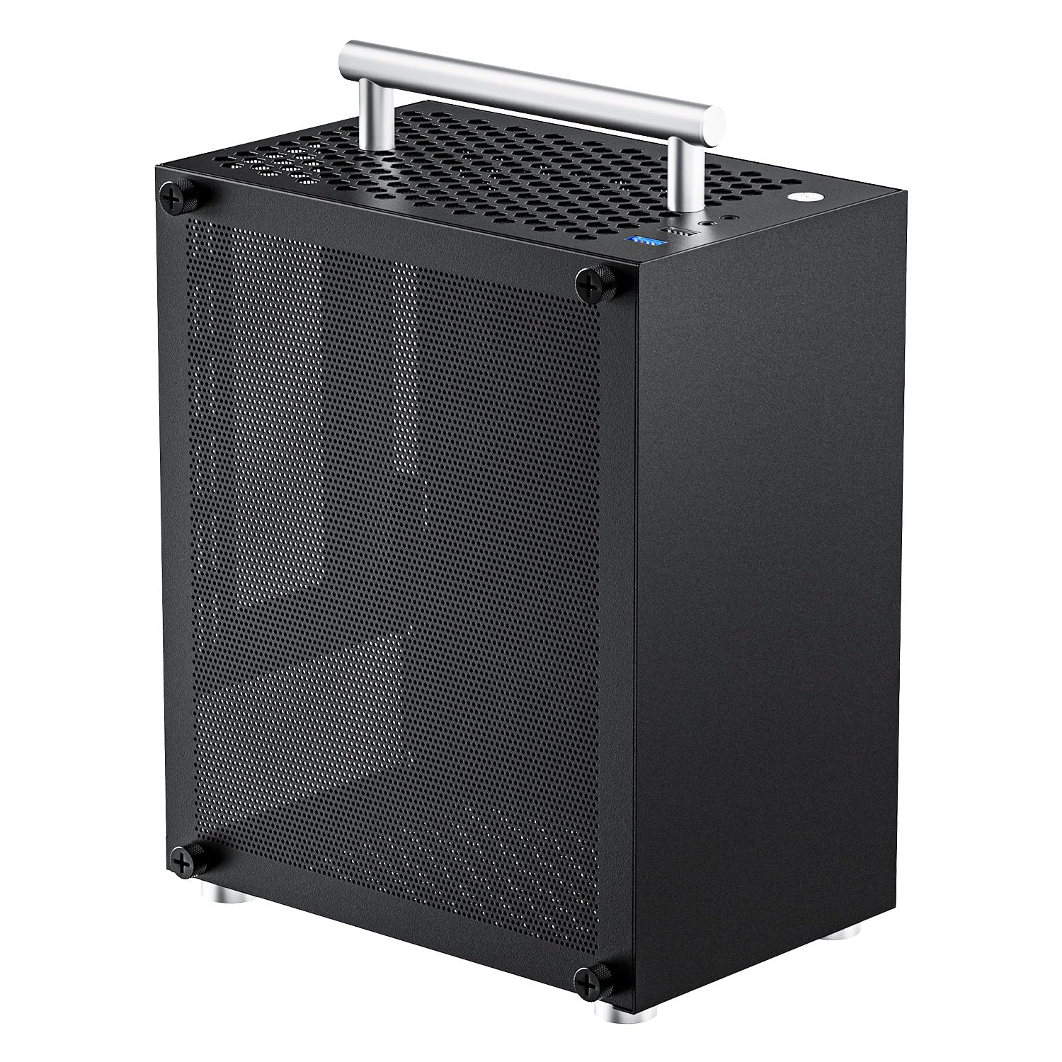 Custodia per PC Mini ITX, supporto SFX SFX-L PSU, raffreddamento CPU 70 mm e GPU 206 mm, custodia portatile per computer con fattore di forma ridotto con manico staccabile, nero
