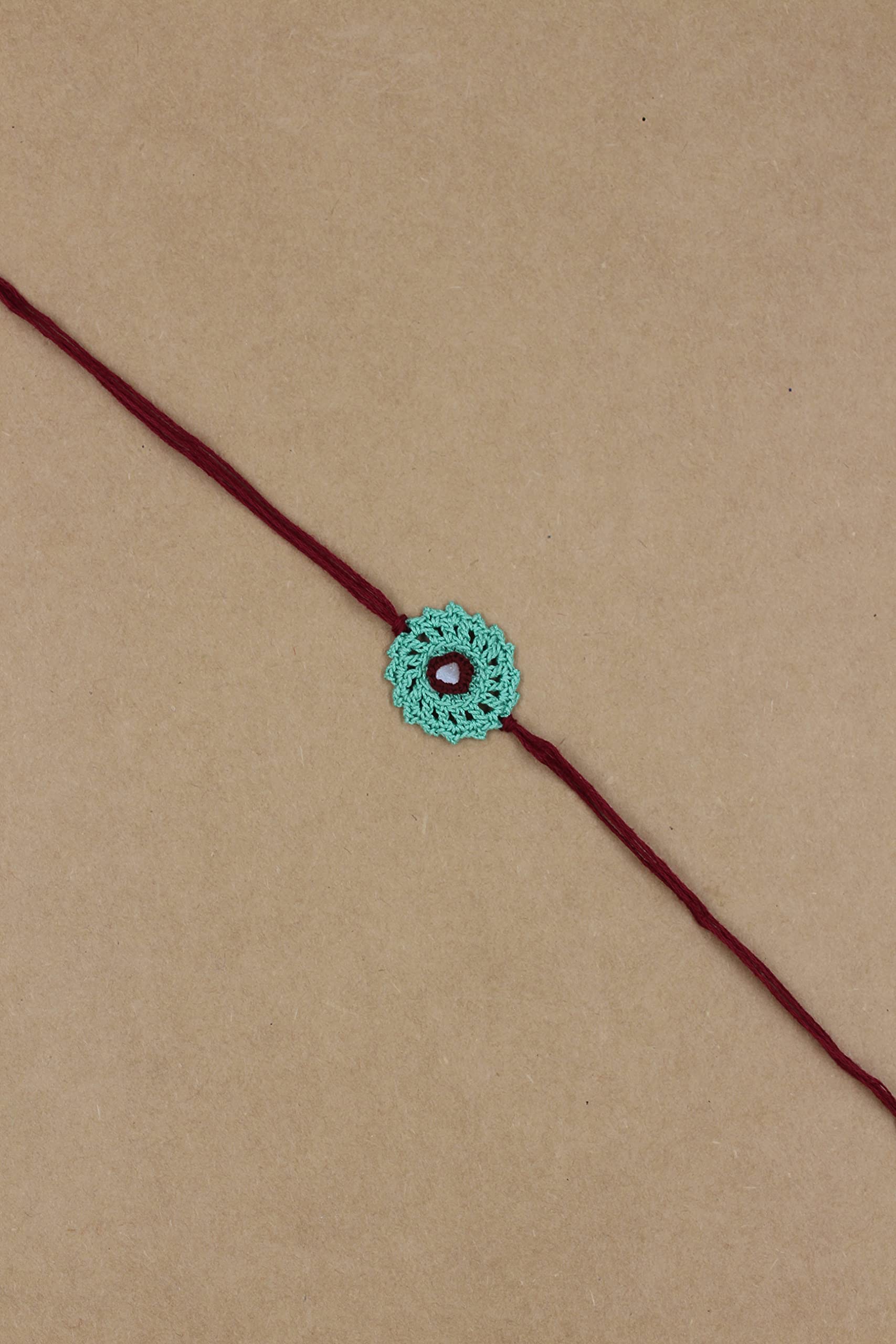 Prapti Handicrafts Handmade Designer Crochet Eco-Friendly Rakhi For Brothers,Sisters,kids Combo Pack (sea green flower) 3