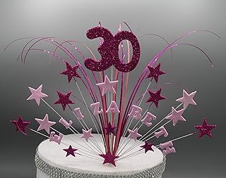 18th 21st 30th 40th 50th 60th 70th 80th 90th Personalised Birthday Cake Topper Stars Hearts on Wires Fireworks Explosion Cake Spray Decoration Any Age Any Name Any Colour/Colours 022